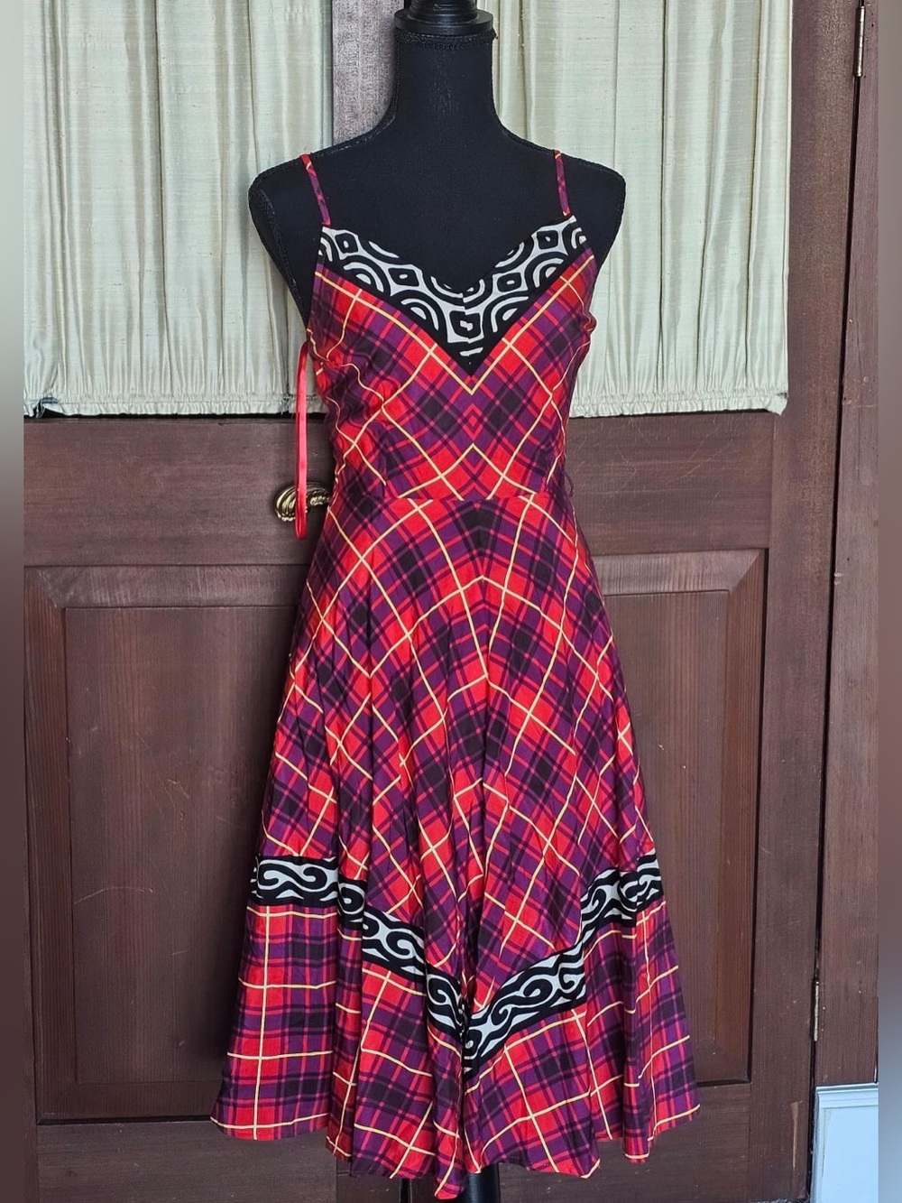 Plenty by Tracy Reese Red and Purple Plaid Midi Dress